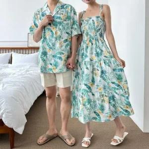 [오노마] ONM 휴가 커플룩 하와이안 비치웨어 셔츠 민소매 원피스  17064519)
