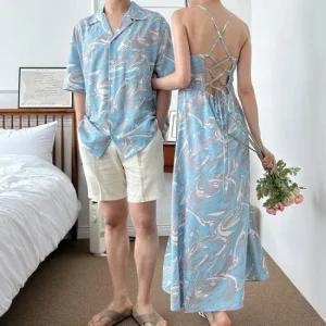 [오노마] ONM 칼라 웨이브 남녀 커플 신혼여행룩 비치웨어 썸머룩  19314456)