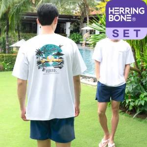 남자 래쉬가드세트 루즈핏 반팔 수영복 반바지 비치웨어 RI386 AD201