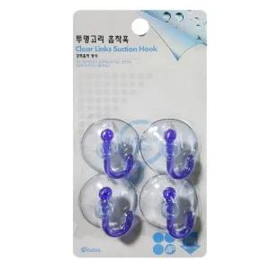 B플라스틱 투명고리 흡착후크행거 4P (WFHU2NB)