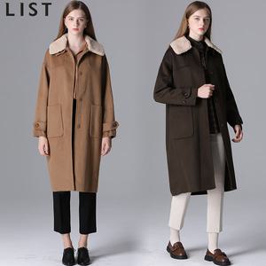 [리스트(LIST)] 윈터레이디 부클 카라 핸드메이드 울 롱코트 (택가격 428000원)