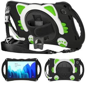 갤럭시탭A7 10.4인치 2020년 T500/T505 핸드스트랩 고양이 실리콘 태블릿 케이스