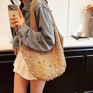 휴가 여행용 니트 선물 밀집 토트백 망사 그물 여름-WFHO65T