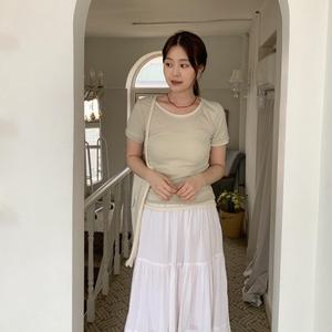 [1+1] [다잇템] 여성 슬림핏 멀티컬러 U넥 편한 비침 반팔티