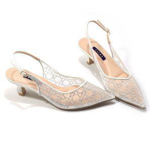 [갤러리아] 세라 백화점 여성 수제화 시스루 망사 슬링백힐 TJG24009 화이트 5CM