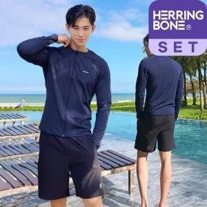 남자 래쉬가드세트 레귤러핏 집업 긴팔 수영복 반바지 비치웨어 RF338 AH325