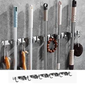 스텐 청소 도구 걸이 5구 6후크/대걸레/꽂이/홀더/밀대/마대/고정/걸레/이동식/스탠드/마포/대형/거치대