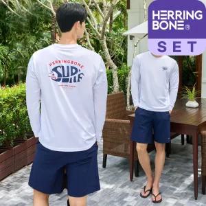 남자 래쉬가드세트 세미 루즈핏 긴팔 수영복 반바지 비치웨어 빅사이즈 RI381 AF309