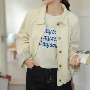 [하프클럽/]페소키 체크소매 루즈핏 데님자켓 blk003422