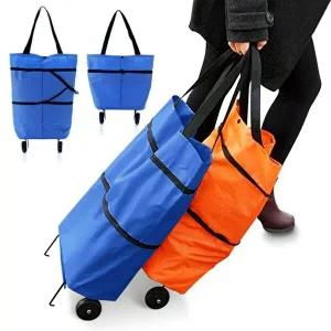 바퀴달린 시장바구니 블루 핸드카트 장바구니 캐리어-WFHQYUV