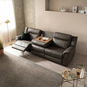 [시트앤모어] 4인 전동 홈바 천연소가죽 리클라이너 소파 KC4107