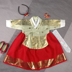 30.왕후녹두홍(여)_(백일~10호) 여아한복 아동 돌복 돌한복 유아 아이 자수 전통 금박 당의