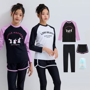 [에스티홀리데이] 주니어 아동 여아 긴팔래쉬가드+반바지+워터레깅스 세트 ST507 비치백포함