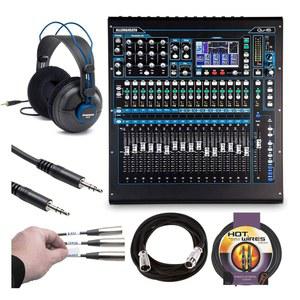 앨런 앤 히스 QU-16C 랙 마운트형 컴팩트 디지털 믹서, 크롬 에디션 + 헤드폰 스테레오 인터커넥트 케이블 라벨 키트 10피트 마이크 - 최고가 믹서 액세서리 키트!