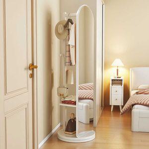 회전식 전신거울 행거 원목 드레스룸 원룸 모델 수납 미러 선반