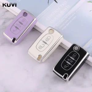 차키케이스 TPU 자동차 원격 키 케이스 커버 푸조 107 207 307 308 407 607 3008 5008 시트로엥 Xsara 피카