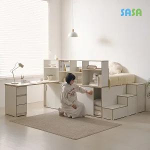 NEW 메가 슈퍼싱글 슬라이딩 수납침대 파티션책장 1200책상(B형) 포함