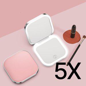 포켓 LED 조명 손거울 화장 휴대용 5배 확대경 뷰티 미러