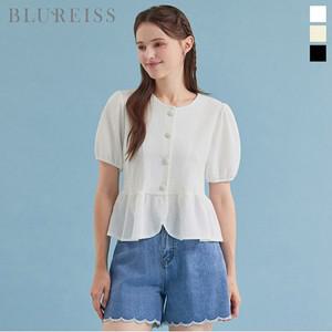 [블루레이스] 비즈 단추 포인트 페플럼 블라우스_B5M1BL5611