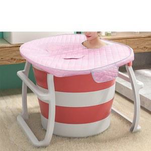 이동식욕조 작은파란색욕조물호스목욕의자 휴대용 1인용 인욕조 접이식 원형 반신욕 핑크