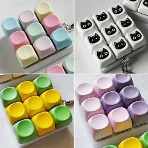 고양이 컬러 큐브 딸깍이 9 키보드 키캡 키링 장난감