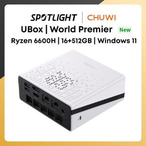 CHUWI UBox 미니 PC 라이젠 6600H 프로세서, 6 코어 AMD CPU, 16GB RAM, 512GB SSD, 윈도우 11 데스크탑 컴