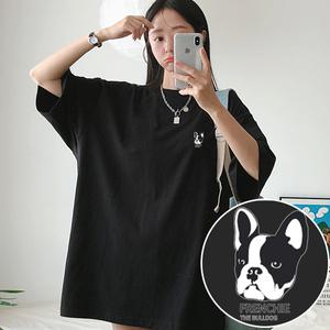 포켓불독 박스 여성 오버핏 반팔 티셔츠 (2컬러) 박스티 빅사이즈