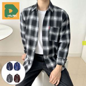 남자체크남방 정장 작업복 남방 카라 대학생 가을 농장일 일복 셔츠 일반핏 난방 캐주얼 오버핏 긴팔 코디