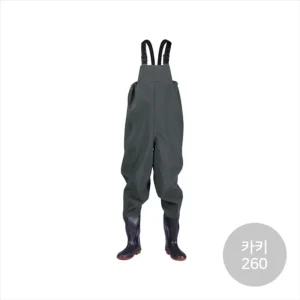 웨이더 낚시 가슴장화 260 카키 갯벌 해루질/수산 시장 방수 작업복 낚시복 남성장화 낚시장화 주방장화