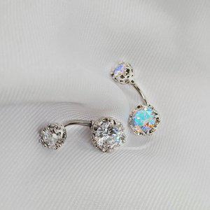 배꼽 룩 식스미 피어싱 2종 주얼리 실버 크리스탈