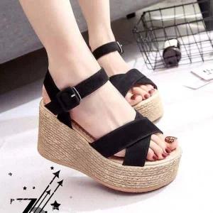 여자슬리퍼 여성 통굽 웨지샌들 웨지힐 스트랩 슬링백 에스파듀