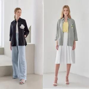 블랙+민트 여성 아트웍 셔킷 2종세트 C232I201A2_BMT