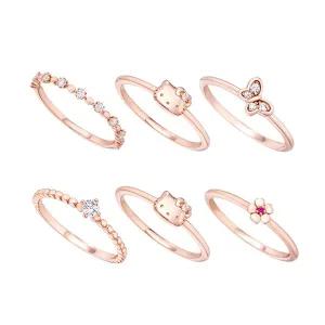 [헬로키티]주얼리 나비컬렉션 레이어드 실버 반지 3종세트