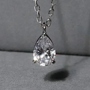 [샤밍주얼리]1캐럿 물방울 다이아 목걸이 랩 페어 프러포즈 싱글 솔리테어 웨딩 생일 선물 예물 기념일