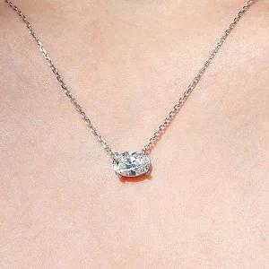 [샤밍주얼리]1캐럿 오벌 다이아 목걸이 4프롱 랩 프러포즈 웨딩 결혼 기념일 예물 생일 선물