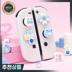 귀여운 게임 고양이 실리콘 소프트 D 패드 크로스 버튼 ABXY 키 스티커 스킨 케이스 스위치 Oled NS 조이