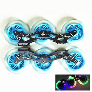 LED 플래시 휠 인라인 스피드 스케이트 125 125mm 3x125mm 빅 3 휠 125mm 86A 샤인 라이트 프레임 베이스 I