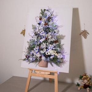 크리스마스 액자 트리 벽 장식 이젤세트 LED 람스이어 캔버스 105cm 벽걸이 테이블