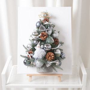 크리스마스 액자 트리 벽 장식 이젤세트 그레이 천사 캔버스 57cm 벽걸이 테이블