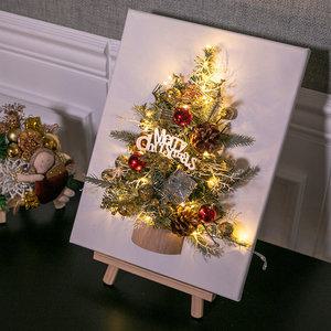 크리스마스 액자 트리 벽 장식 이젤세트 LED 네이쳐 다이스 캔버스 47cm 벽걸이 테이블
