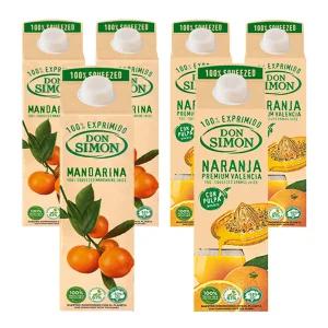 돈시몬 100%착즙주스 만다린 감귤1L 3개+오렌지1L 3개 (총6개)