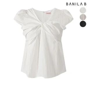 여성 캡소매 꼬임 블라우스