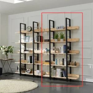 [우아미가구]로유 레드파인 원목 5단 철제 책장 1200