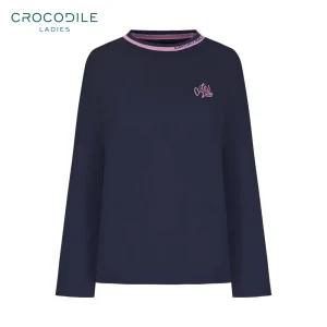 [크로커다일 레이디] 에리 컬러 포인트 넥시보리 면혼방 티셔츠_CLDFTS213