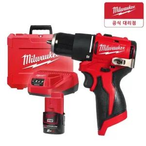 밀워키 M12 BLPDRC-201C 12V 충전 해머드릴 2.0Ahx1 세트