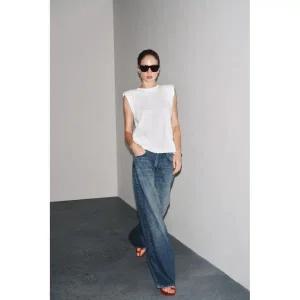 [정품] 자라 청바지 데님팬츠 바지 ZW COLLECTION WIDE LEG 로우라이즈 - 인디고