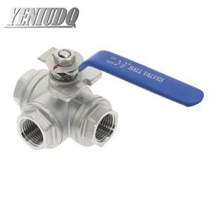 1/4 3/8 1/2 3/4 BSP 암 304 스테인리스 스틸 T/L 타입 3 웨이 볼 밸브 풀 포트 물 오일 공기 가스 DN25 DN10 DN15 DN20 1 인치