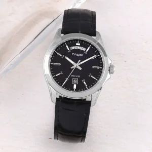 카시오 MTP-1370L-1A 클래식 라운드 데이데이트 정장 남자 가죽 시계 c