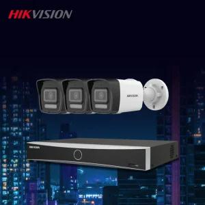 하이크비전 4K 800만화소 야간컬러 IP 실외3대+4채널 NVR 녹화기 CCTV 자가설치세트 POE