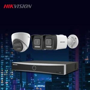 하이크비전 4K 800만화소 야간컬러 IP 실내1대+실외2대+4채널 NVR 녹화기 CCTV 자가설치세트 POE